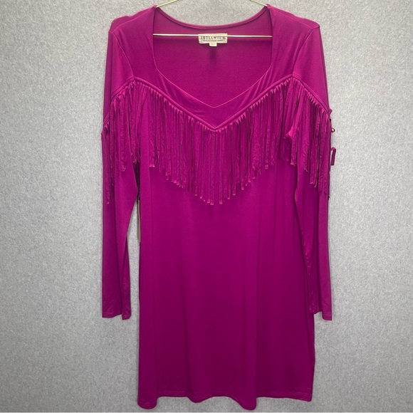 Idyllwind Bryan Western Boho Long Sleeve Fringe Knit Dress - Picture 3 of 8